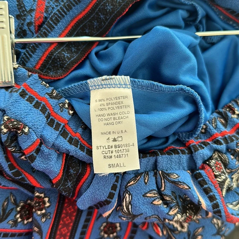 Blue Blush Marine Blue Boho Crop Top & High Waist Wide leg Pant Two Piece. - Picture 7 of 7